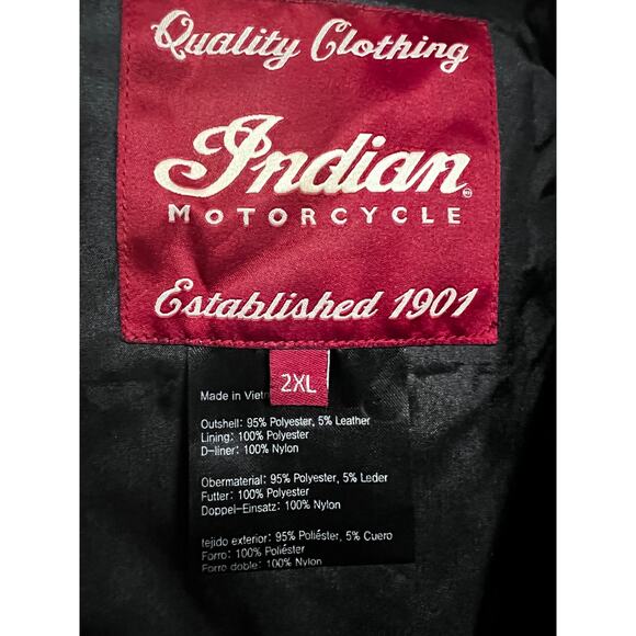 Indian Motorcycle Black Leather Armor Mesh Biker Riding Zip Up Jacket 2XL - Picture 12 of 12
